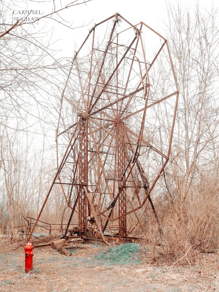 chippewa lake park ruins, abandoned chippewa lake park ohio, abandoned amusement park, ohio amusement park, chippewa lake park ferris wheel, abandoned ferris wheel, carousel of chaos